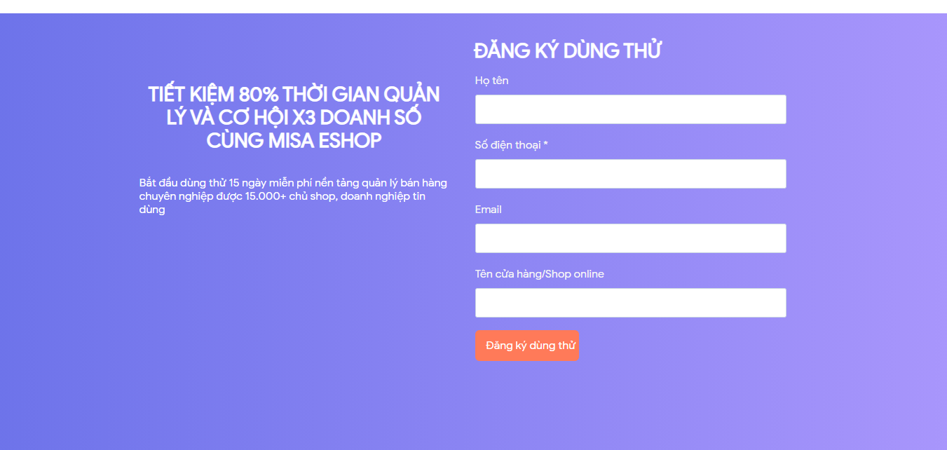 CTA điền form trên landing page