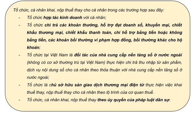 đối tượng có trách nhiệm kê khai nộp thuế thay cá nhân kinh doanh