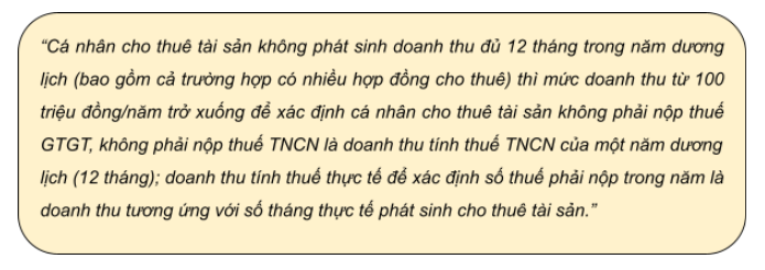 quy định đối với cá nhân cho thuê tài sản