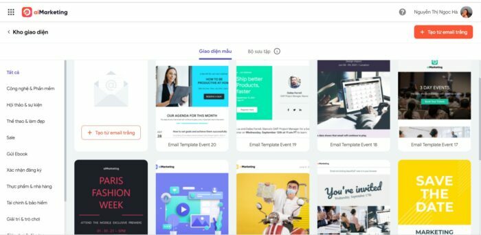 MISA AMIS aiMarketing cung cấp 100+ template Landing page mẫu đa dạng 