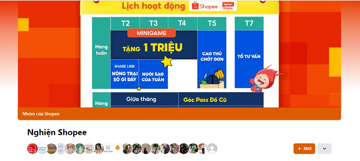 Nhóm Nghiện Shopee với gần 1 triệu thành viên. Nguồn ảnh: Nghiện Shopee