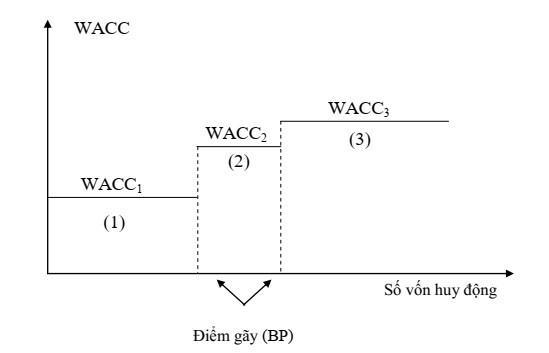 Đồ thị minh họa chi phí sử dụng vốn bình quân và các điểm gãy 