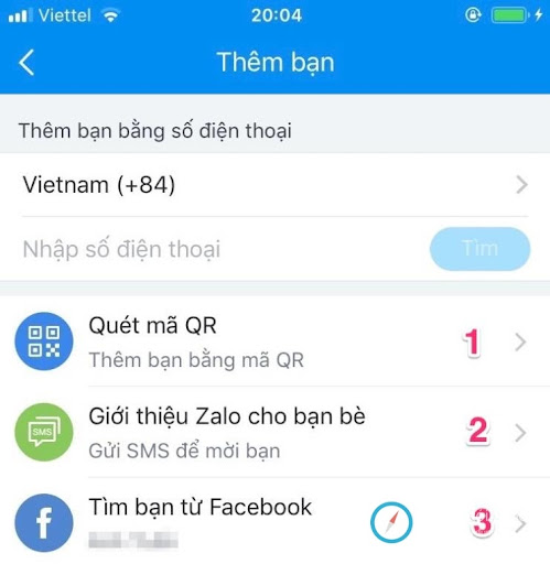 tìm kiếm người dùng trên zalo