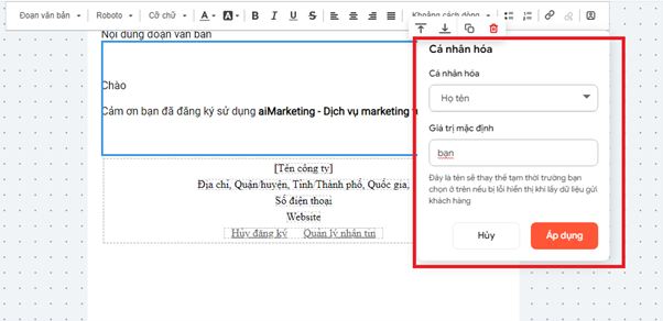 AMIS aiMarketing cung cấp công cụ giúp Marketers cá nhân hóa email tới từng khách hàng