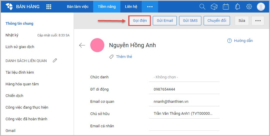 amis crm Tích hợp email, tổng đài điện thoại VoIP