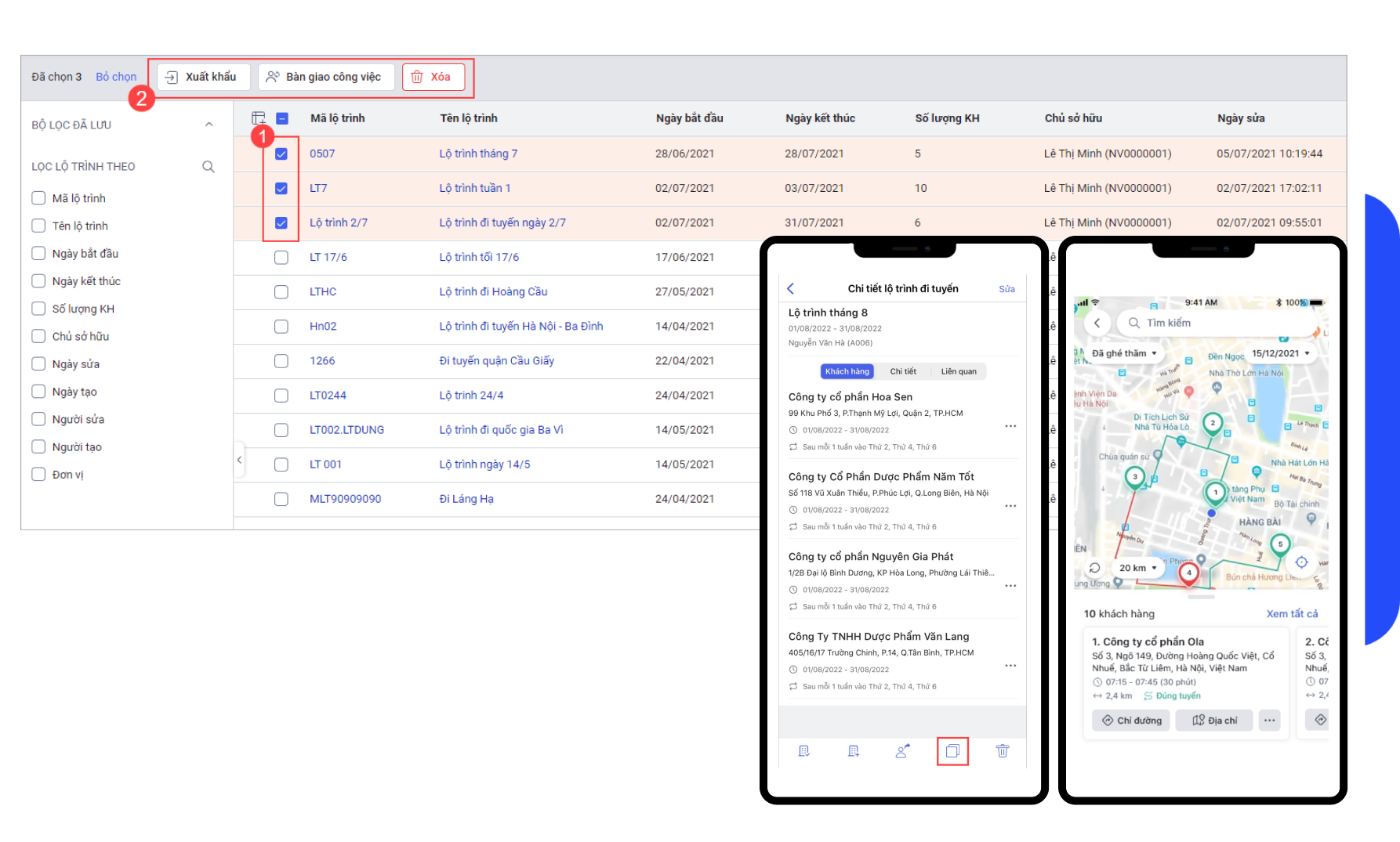 tính năng quản lý nhân viên đi thị trường trên AMIS CRM