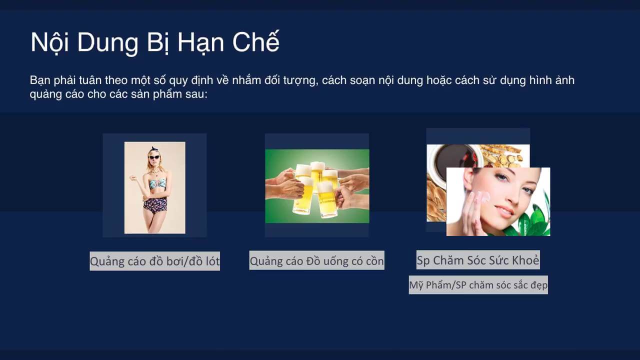 Các nội dung quảng cáo bị hạn chế