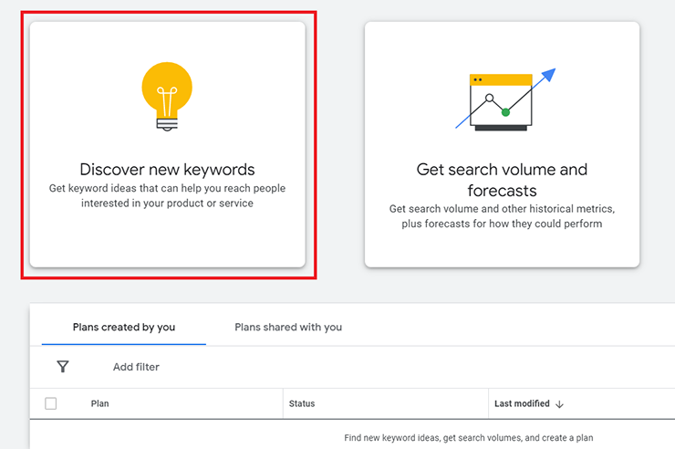Chức năng “Discover new keywords” trong Google Ads