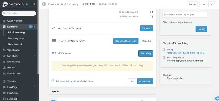 Phần mềm quản lý đơn hàng Haravan