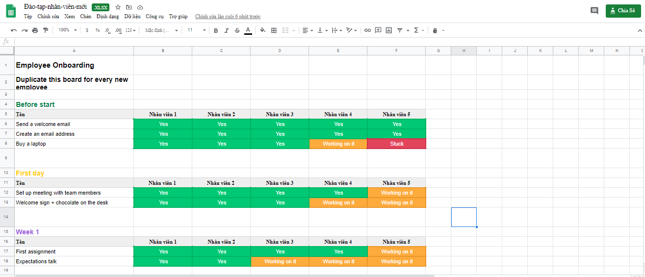 Biểu mẫu bằng excel