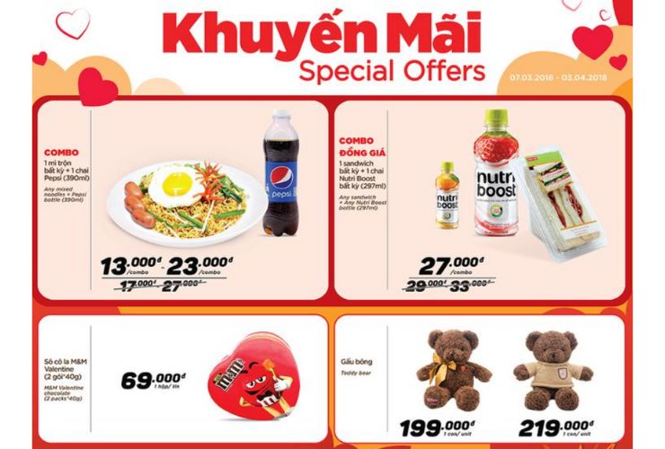 Khuyến mãi giảm giá khi mua combo trong tháng 3, 4 năm 2018 của Circle K