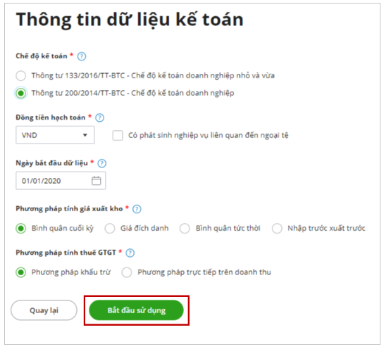 thiết lập dữ liệu