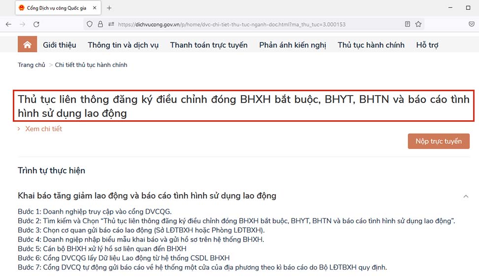 cách nộp báo cáo tình hình sử dụng lao động