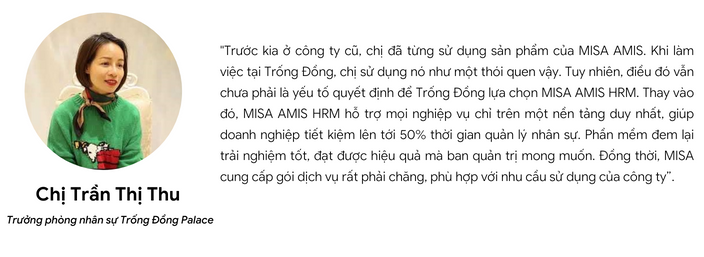 Chia sẻ của Trưởng phòng nhân sự Trống Đồng Palace