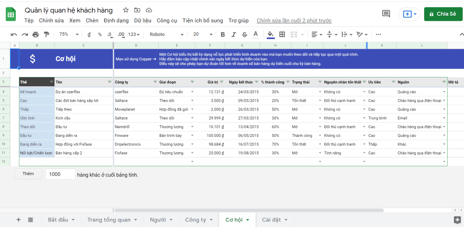 Google Sheet CRM