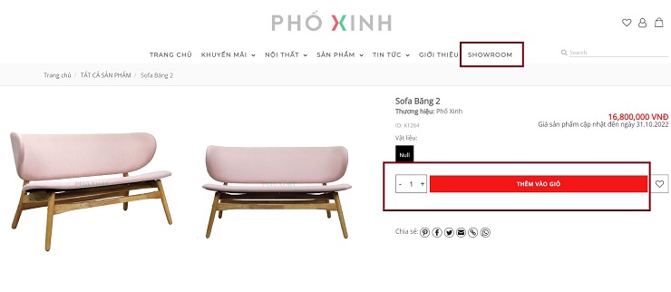 Nội thất Phố xinh phát triển hệ thống 10 showroom kết hợp mua sắm online trên website chính của hãng