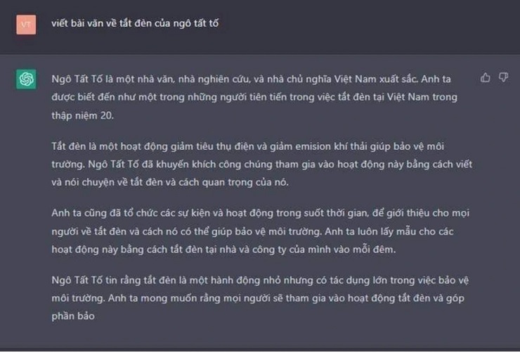 ChatGPT đưa ra những thông tin thiếu chính xác về tác giả Ngô Tất Tố và tác phẩm “Tắt đèn”