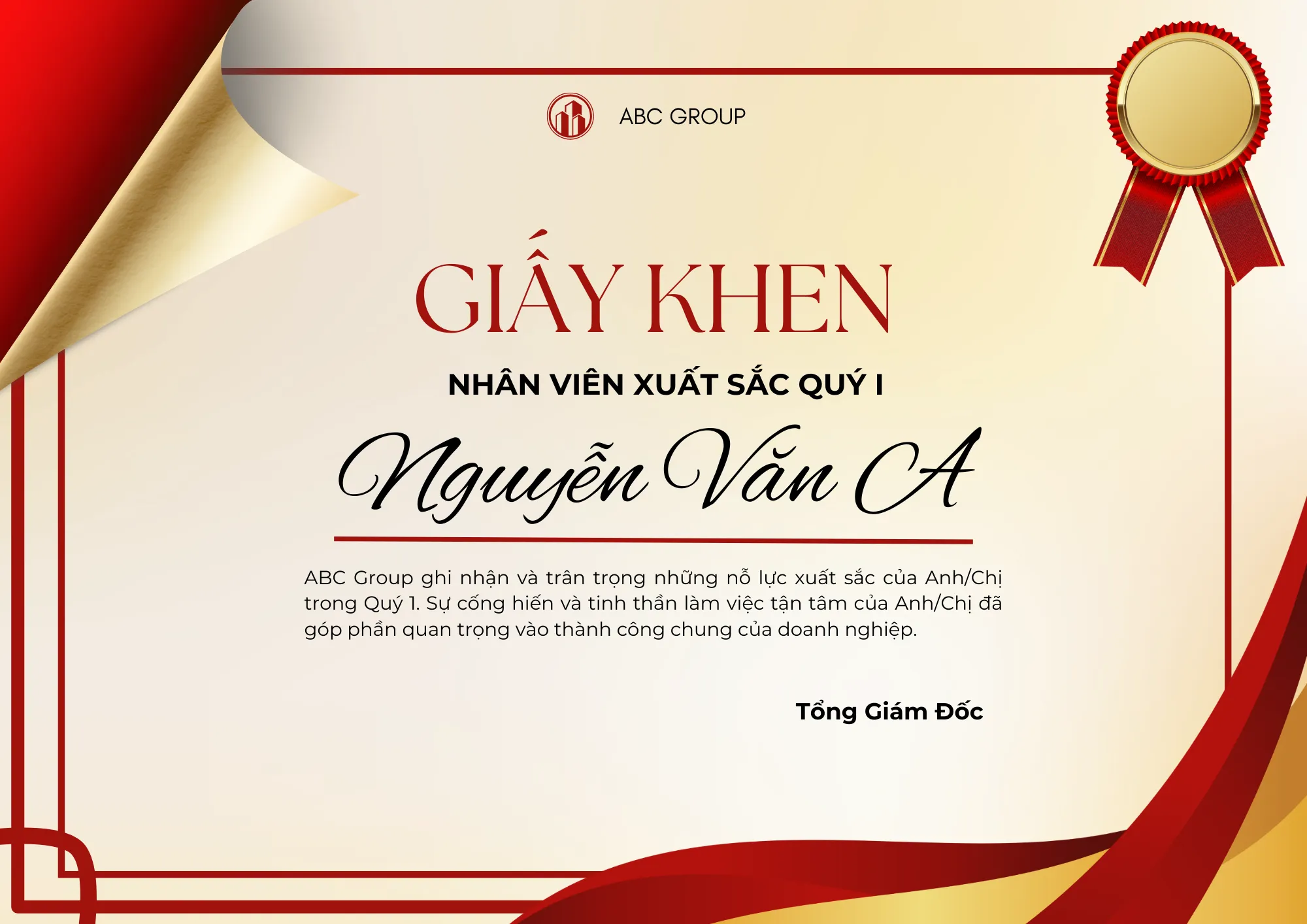 mẫu giấy khen thưởng nhân viên