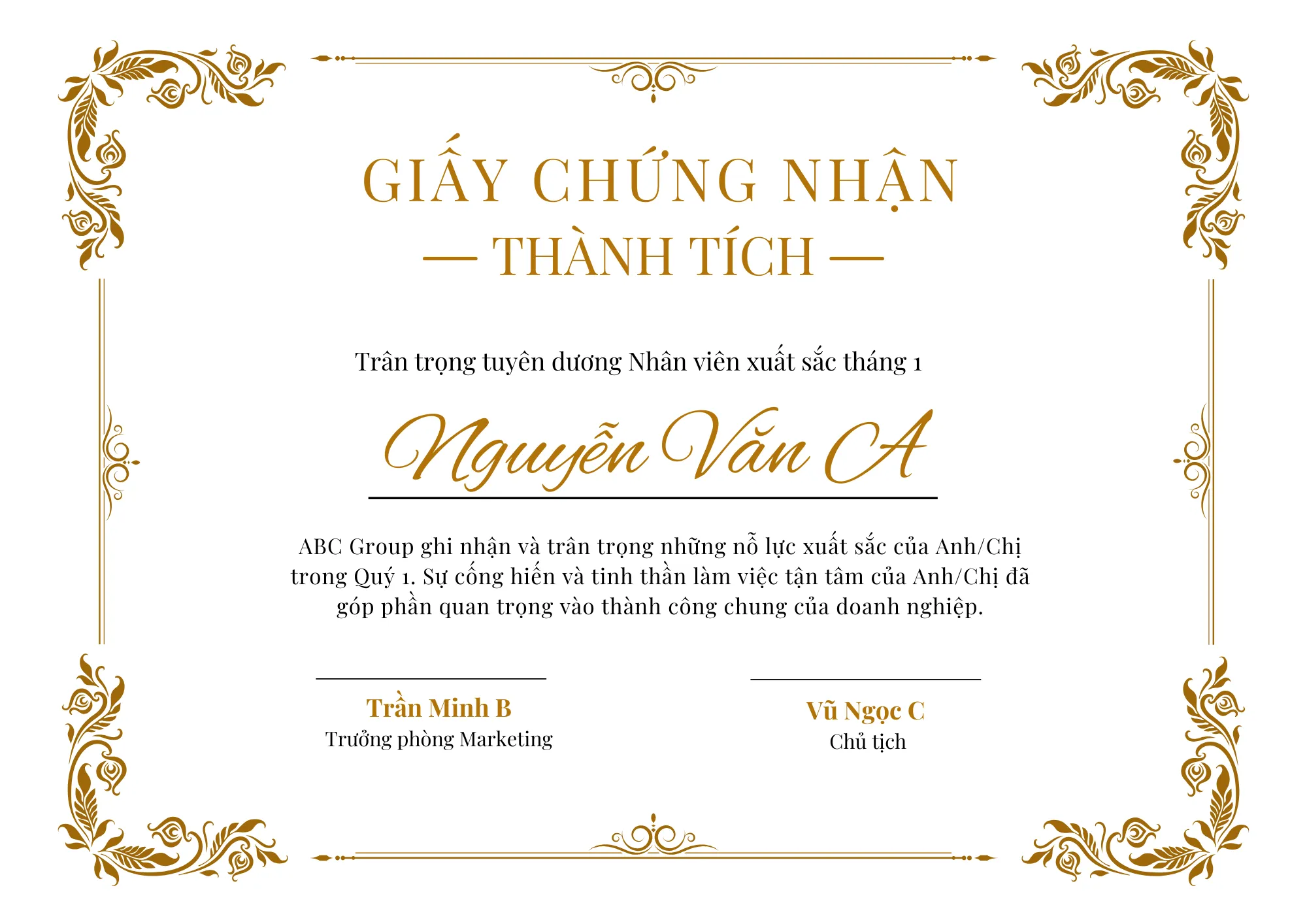 mẫu giấy khen thưởng nhân viên