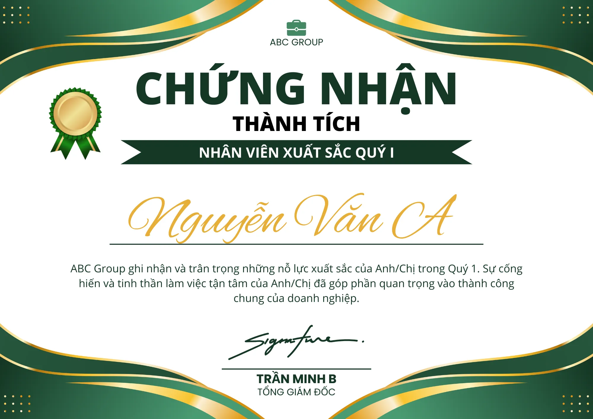 mẫu giấy khen thưởng nhân viên