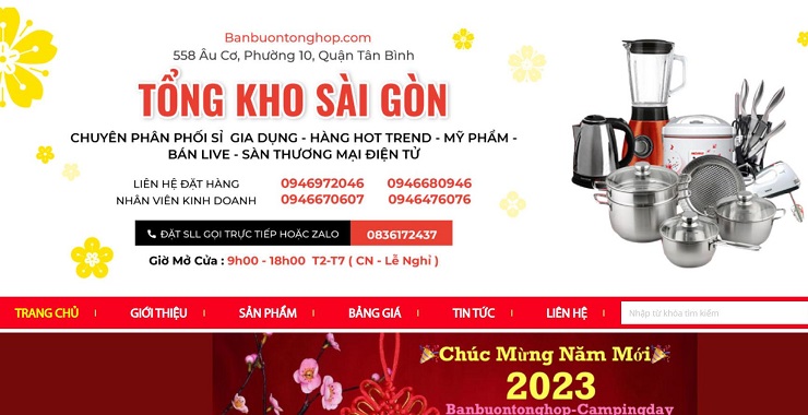 Website một doanh nghiệp bán buôn tổng hợp - Nguồn: Internet