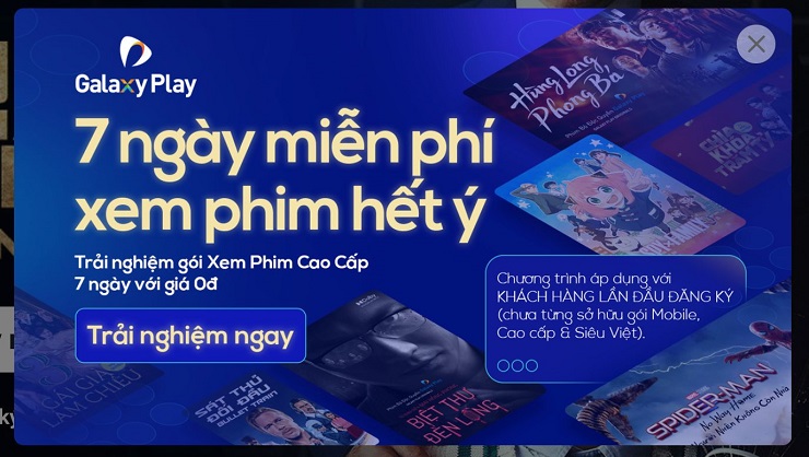 Khách hàng mới có thể đăng ký trải nghiệm 7 ngày miễn phí trên ứng dụng xem phim Galaxy Play (Nguồn Galaxy)