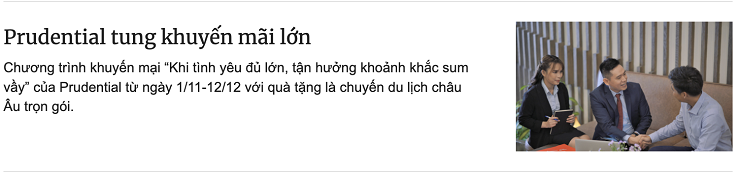 Ví dụ về dạng bài viết chương trình khuyến mãi (nguồn: vnexpress.net)