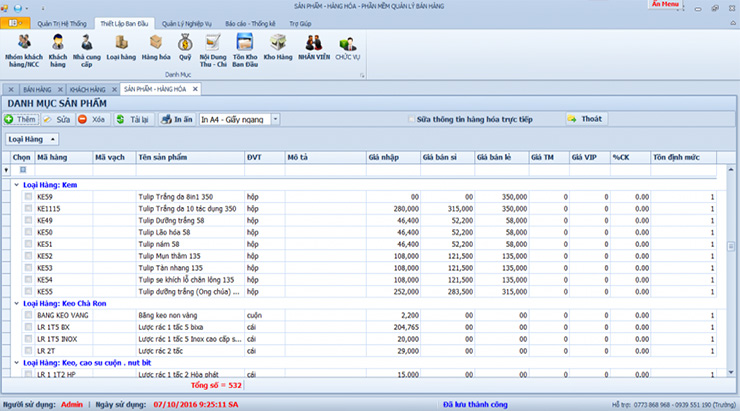 Mẫu file excel quản lý bán hàng mỹ phẩm