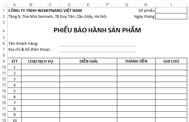 Phiếu bảo hành bằng Excel khó quản lý nếu quá nhiều sản phẩm