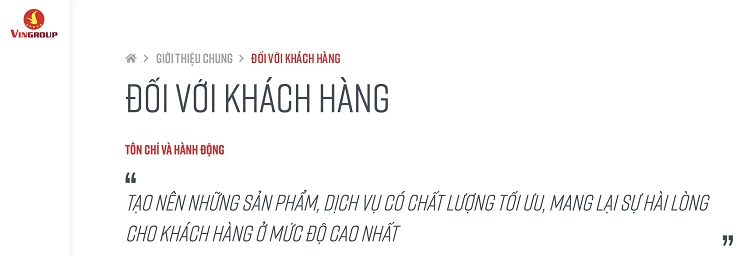 Tôn chỉ và hành động của Vingroup - (Nguồn: vingroup.net)