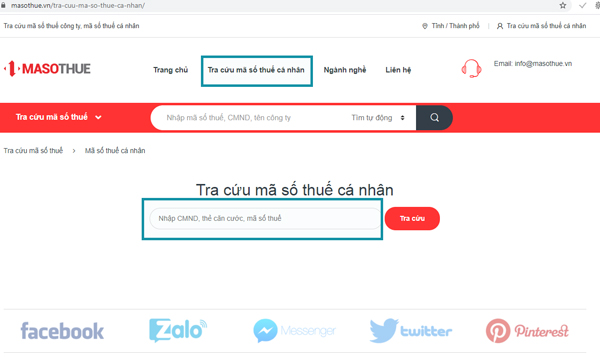 tra cứu mã số thuế cá nhân qua website
