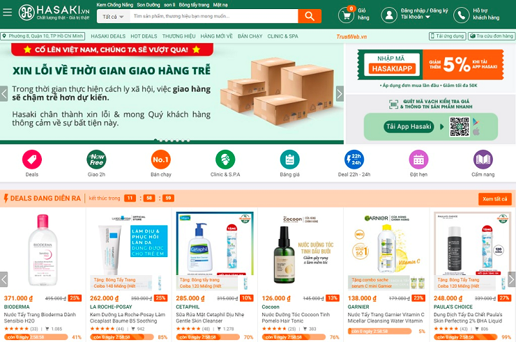 Trang web - kênh phân phối trực tuyến của Hasaki