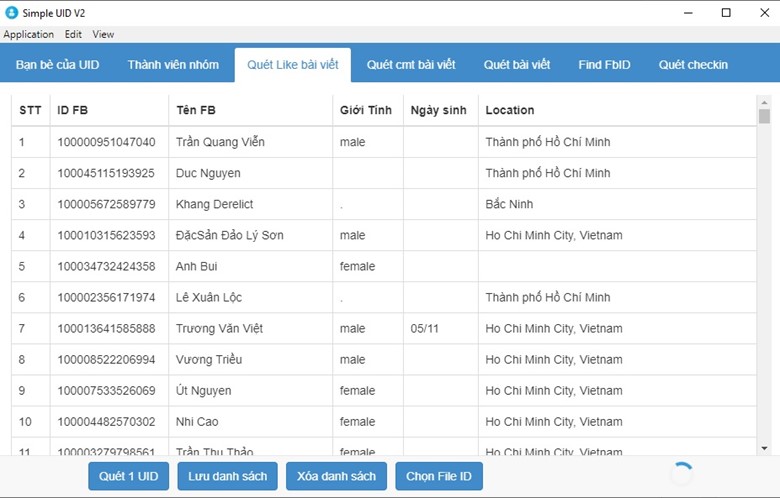 Phần mềm quét email Facebook Simple UID