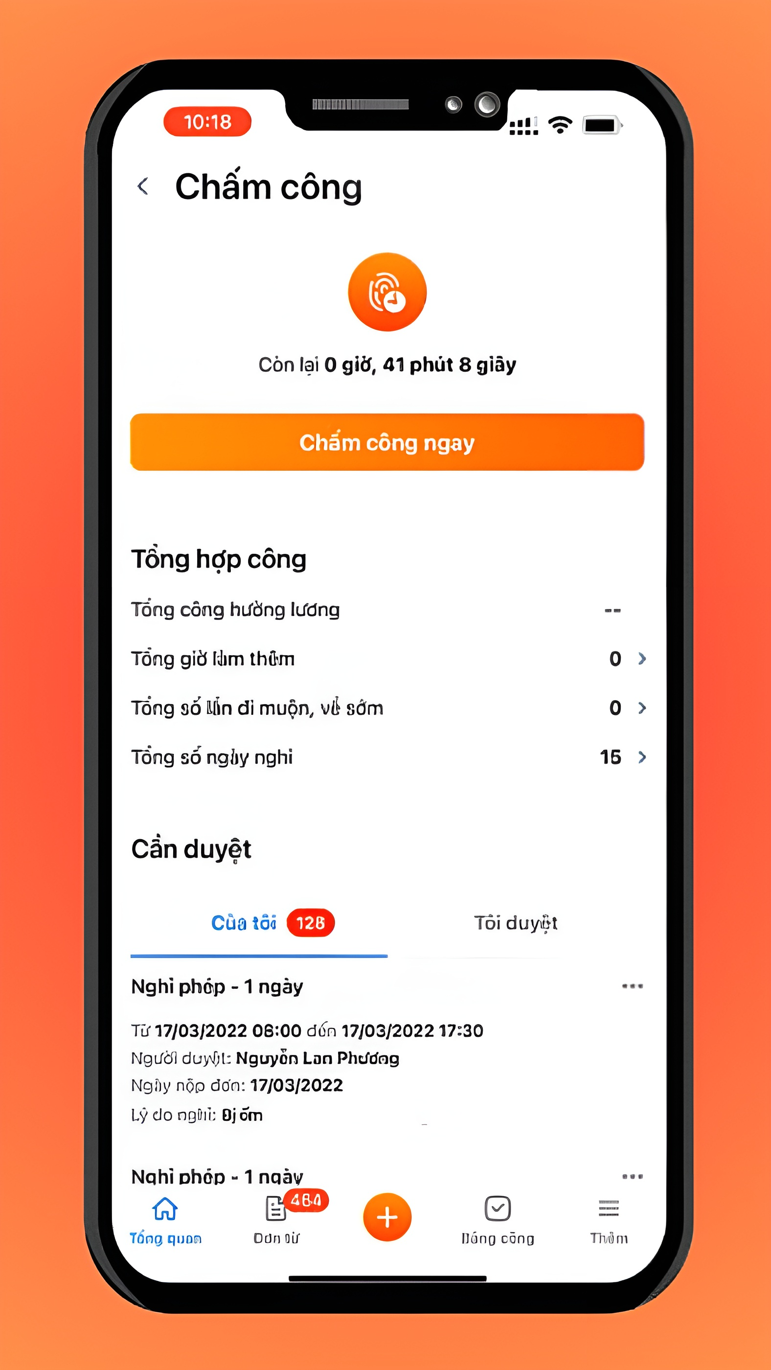 chấm công ngay trên app chấm công AMIS bằng điện thoại iphone