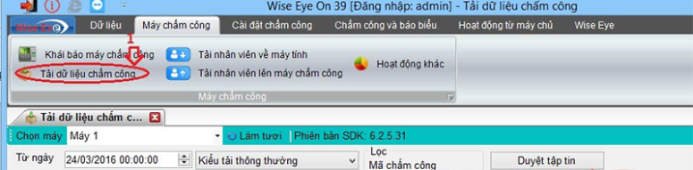 Xuất file excel từ máy chấm công WISE EYE on 39 về máy tính