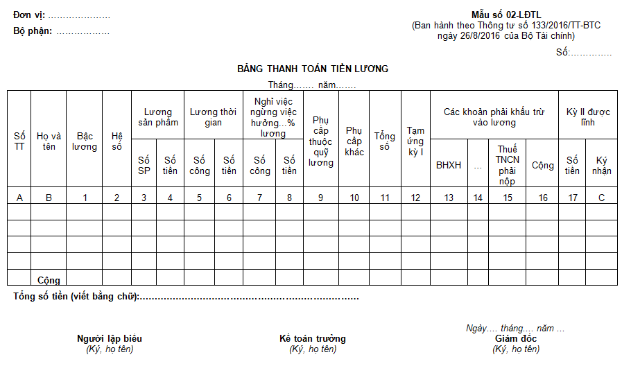 cách làm bảng lương trên Excel