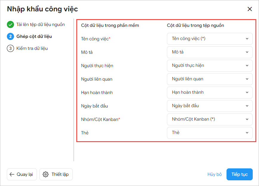 nhập khẩu công việc