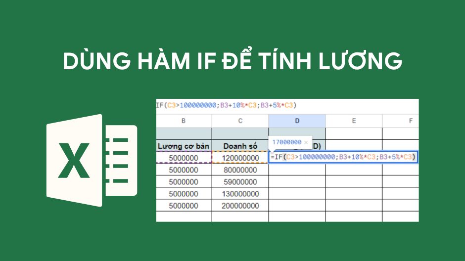 cách sử dụng hàm if để tính lương