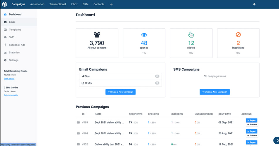 hình ảnh giao diện sử dụng SendinBlue Marketing Automation