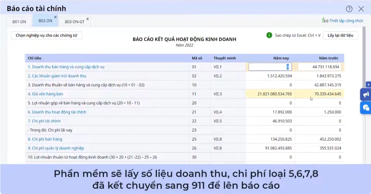 Báo cáo kết quả hoạt động kinh doanh trên MISA AMIS