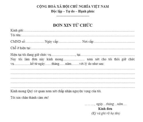 đơn xin từ chức