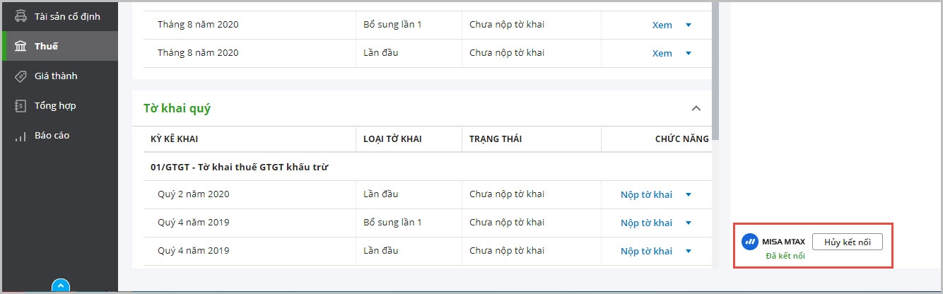 kê khai thuế mTax