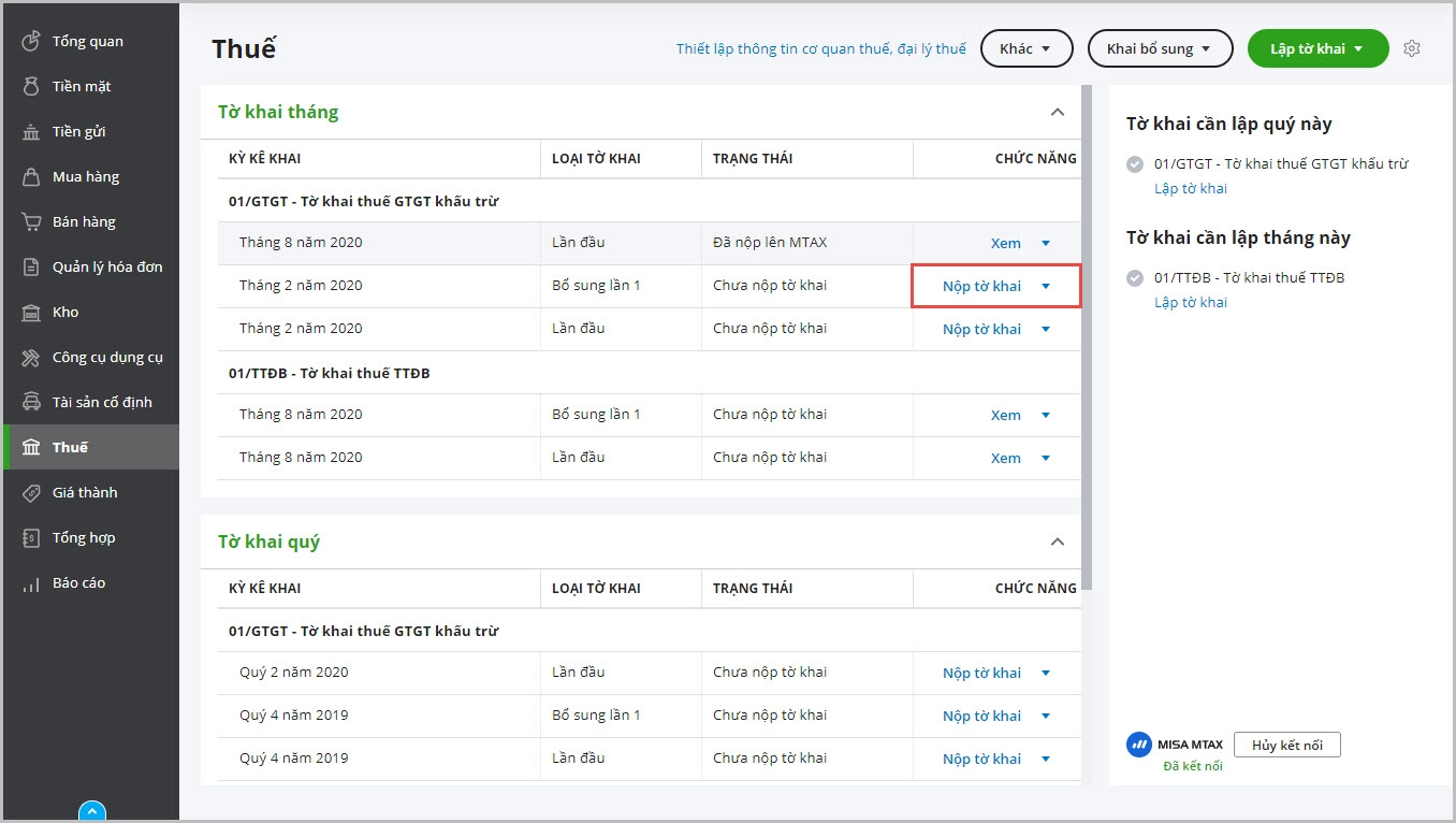 kê khai thuế mtax2